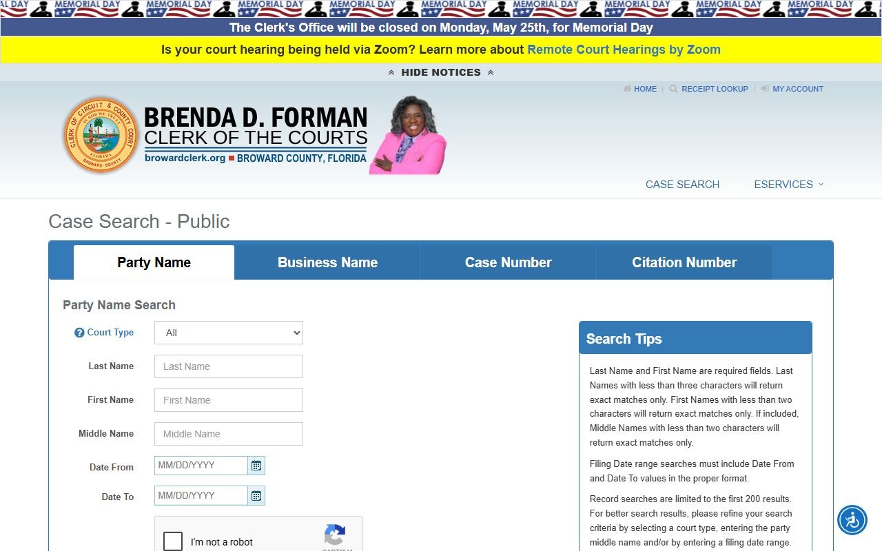 Broward County court records case search public portal