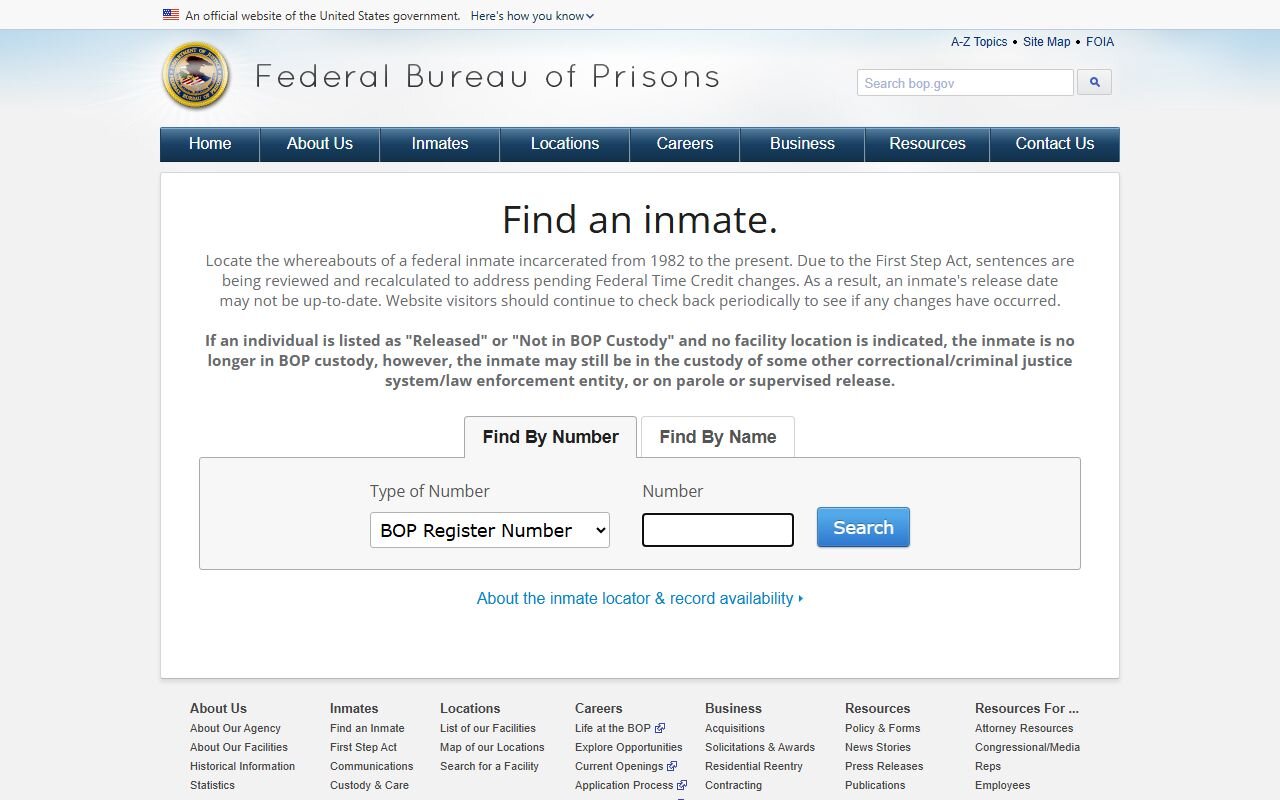 Federal BOP inmate locator for Broward County released inmate searches