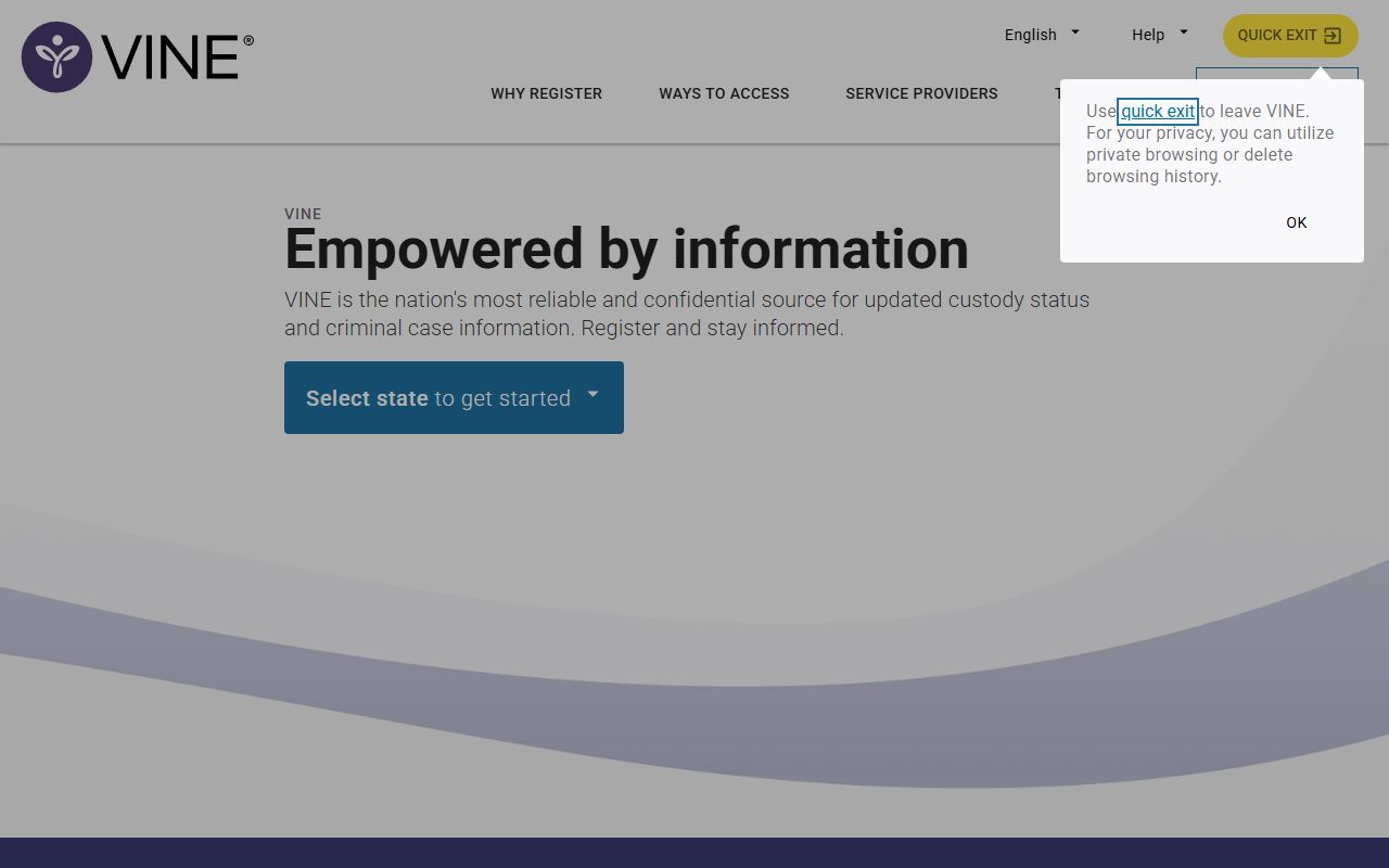 VINELink custody notification system for Broward County released inmates