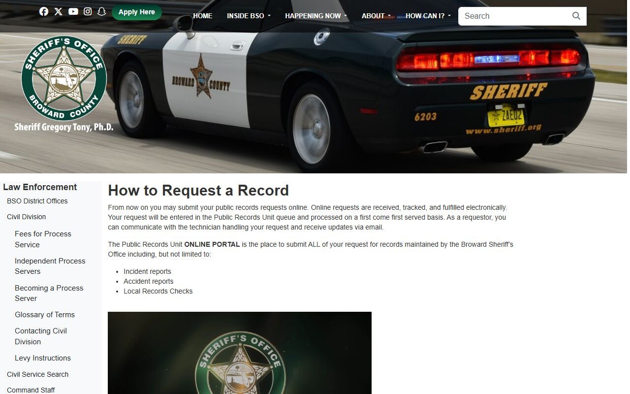 BSO public records request portal for Broward County public records