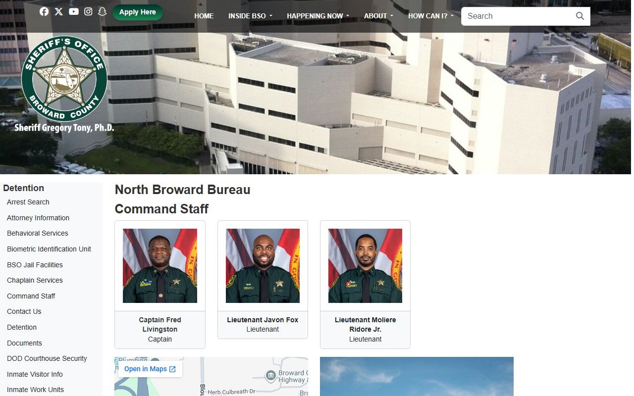 North Broward Bureau special needs facility for Broward County inmate records